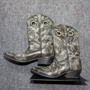 Durango DB5457 Mens 12 Inch Western Boots Distressed Black Leather Snip Toe 9D‎